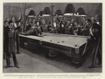 ¡Bien hecho, Japón!, un juego internacional de billar en el Union Club, Malta de Georges Redon